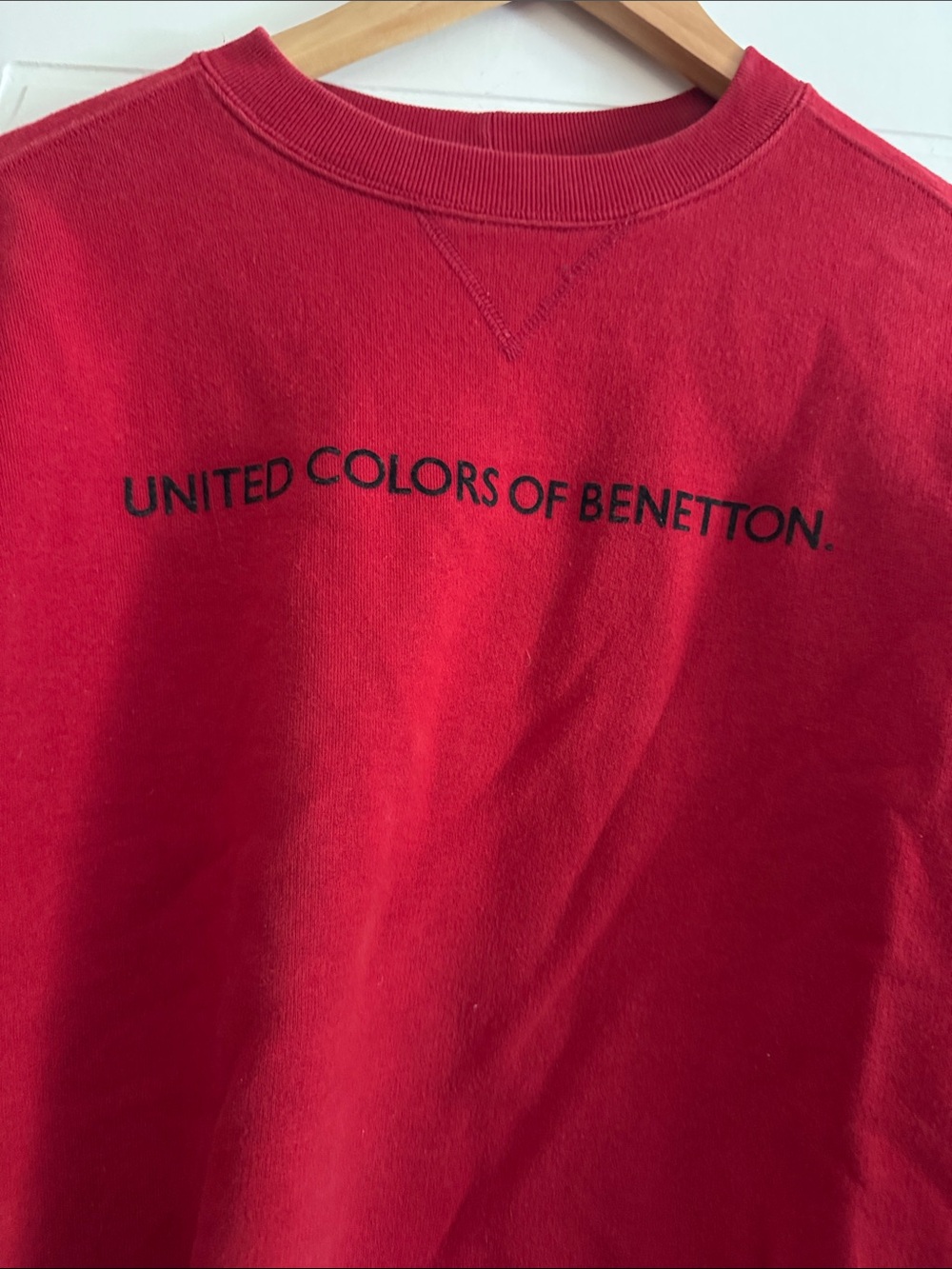 Two United Colors of Benetton Red and tan Crewneck Sweatshirt with Chest Logo - Picture 4 of 11